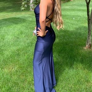 NAVY LA FEMME PROM DRESS